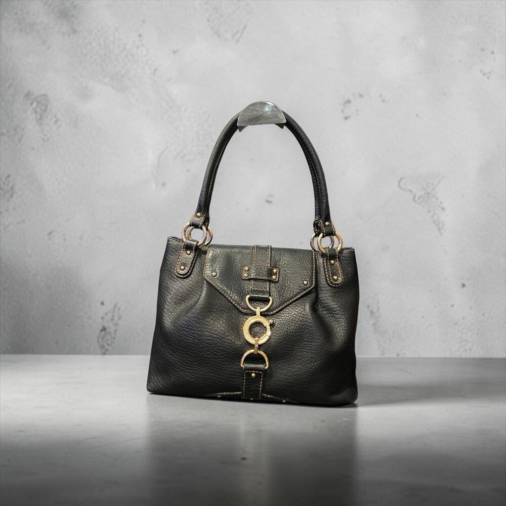 vintage Dolce & Gabbana pebbled Black leather shoulder bag With COA